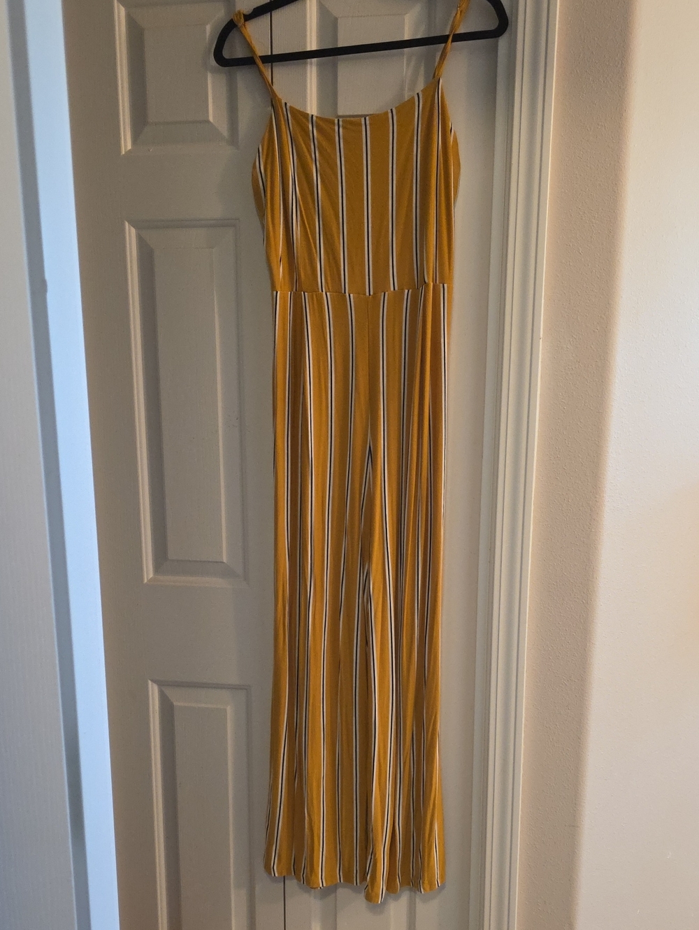 Dex Mustard Yellow Striped Wide-Leg Jumpsuit